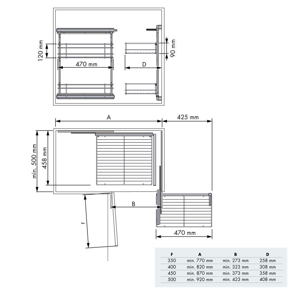 Baldas extraíbles de rejilla para armario esquinero
